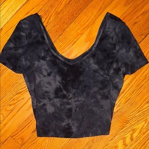 Lululemon Athletica Black Fitted Crop Top Short Sleeve